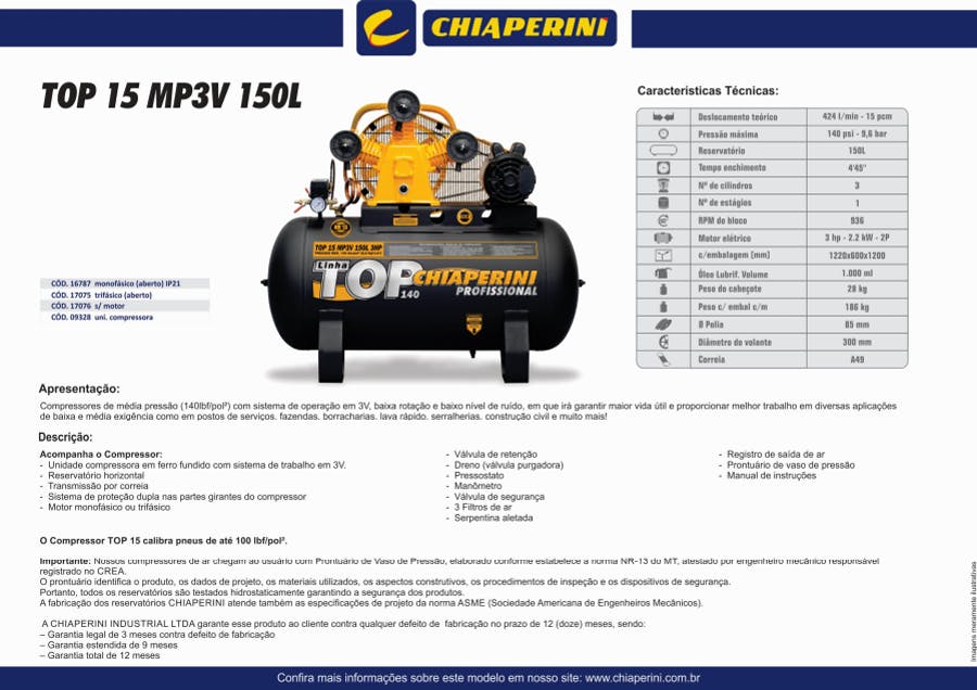 Chiaperini TOP 15 MP3V 150 L